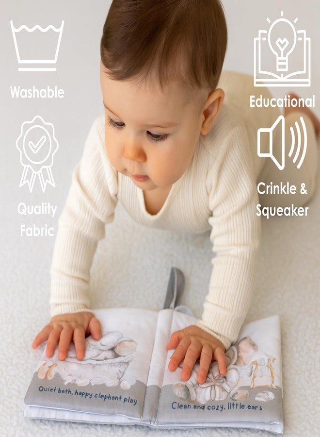 Ali+Oli Baby Cloth Book – Soft Sensory Crinkle Book with Teether for Infants 0-12 Months – Early Learning Touch & Feel Tummy Time Toy – Newborn Shower Gift for Boys & Girls - Bubble Bath - Image 5